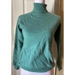 Preswick And Moore 100% Cashmere Women’s Medium Green Turtleneck Soft Warm